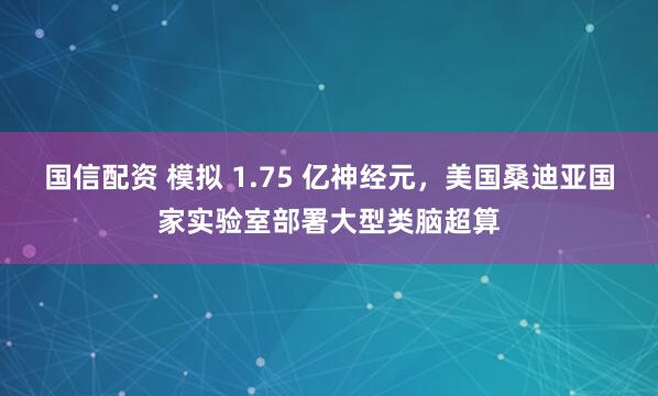 国信配资 模拟 1.75 亿神经元，美国桑迪亚国家实验室部署大型类脑超算